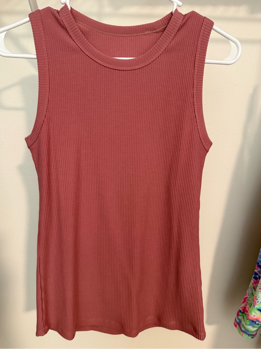 Woolx Ribbed Sleeveless Tank Top - Dusty Rose size small